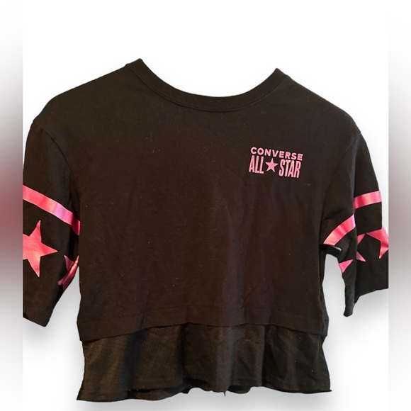 4for$20❗️Girls Converse Superstar Layered Jersey Cropped T-Shirt | Sz: M (10-12) - Picture 5 of 7